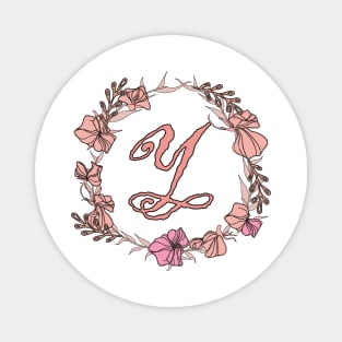 Letter Y Rose Pink Initial Monogram - Letter y Magnet